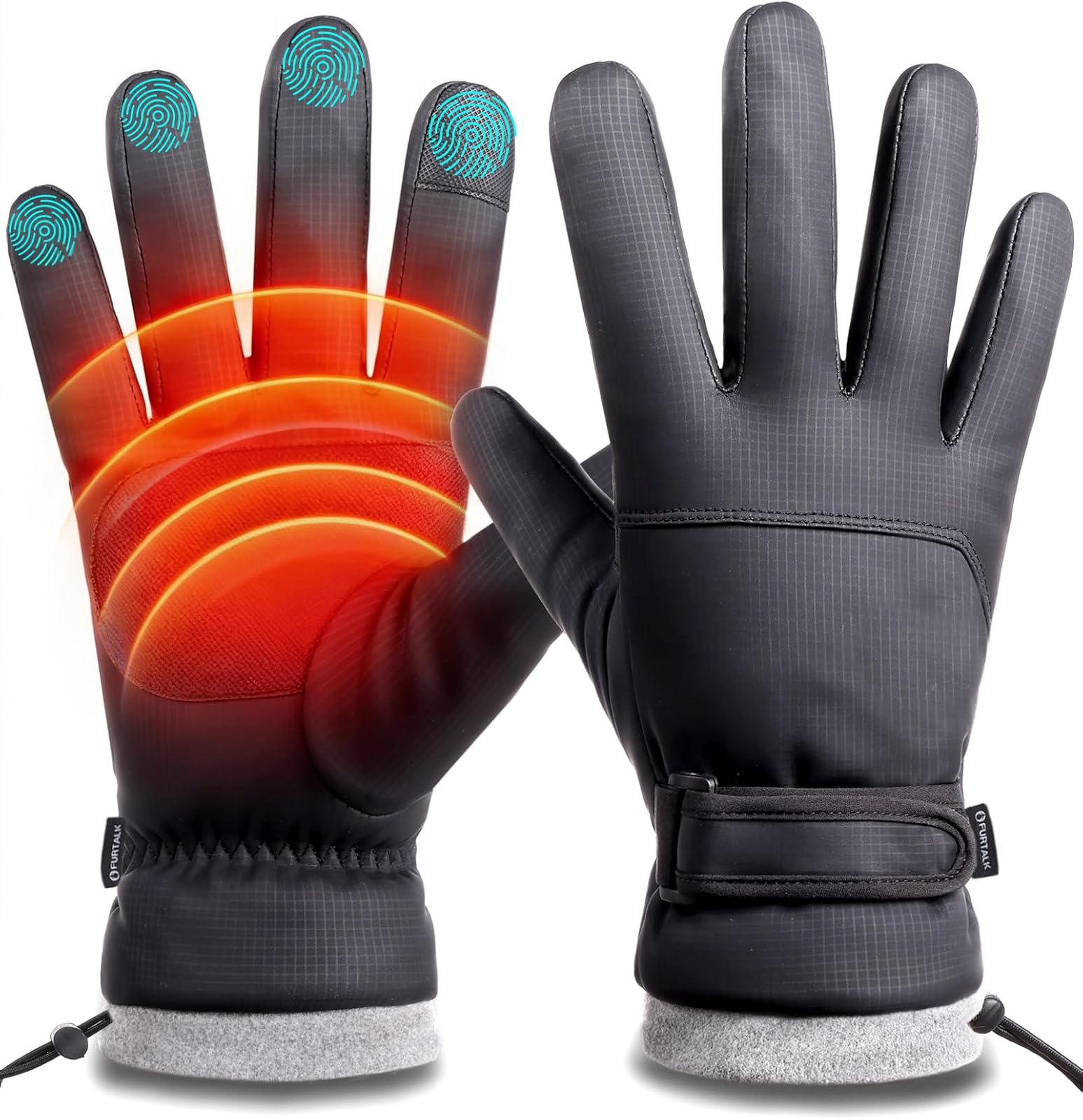 Adjustable wrist ski gloves
