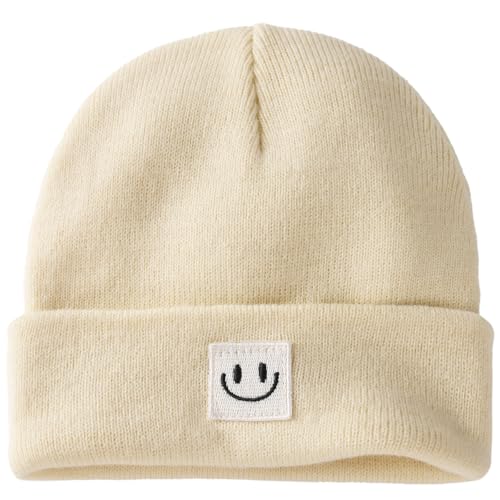 Baby knit skull cap in beige