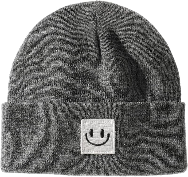 Baby knit skull cap in dark grey