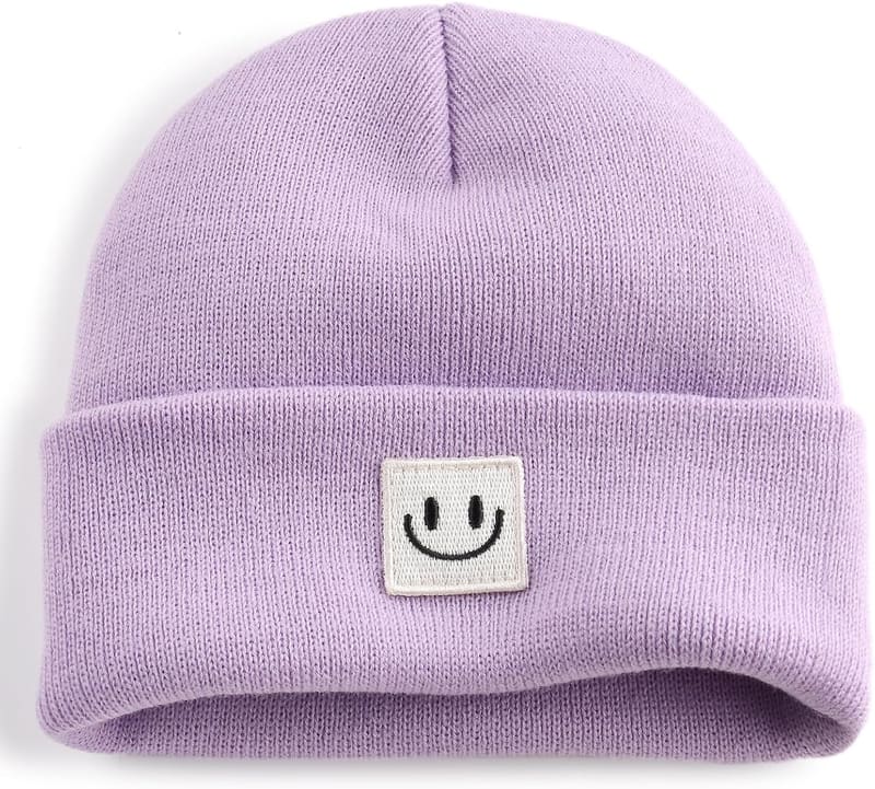 Baby knit skull cap in light purple