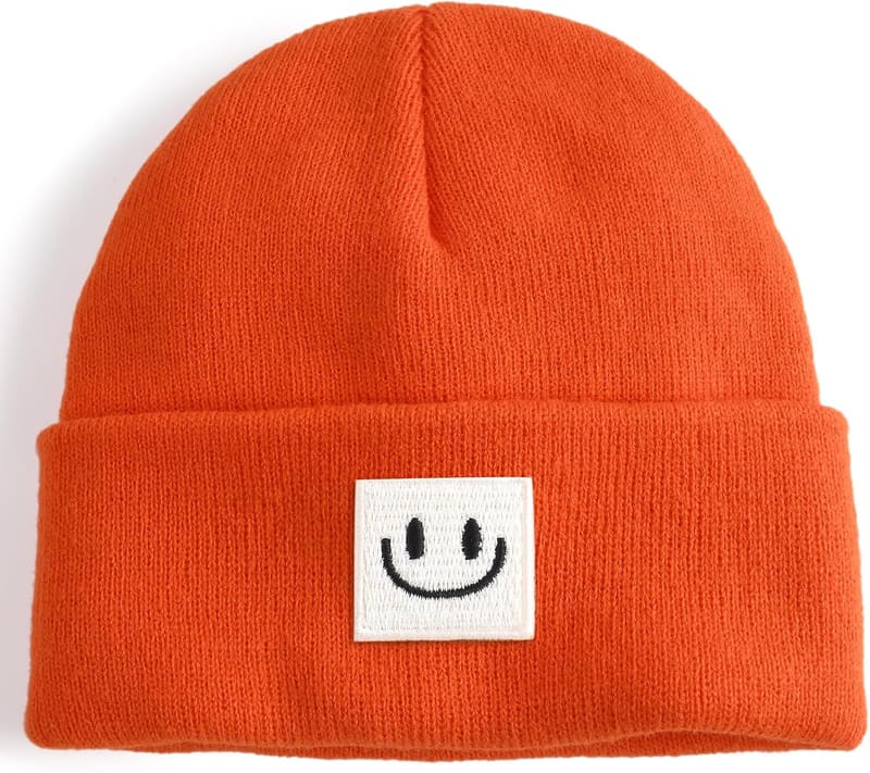 Baby knit skull cap in orange