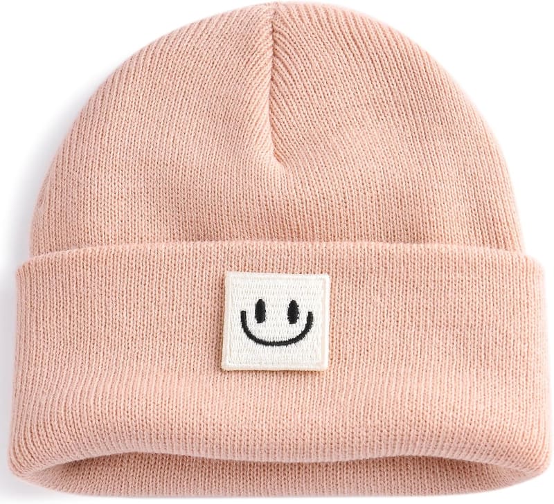 Baby knit skull cap in pink