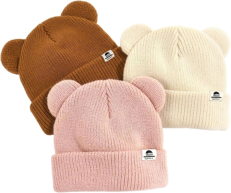 Bear ear baby beanie