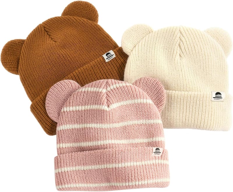 Bear ear baby beanie