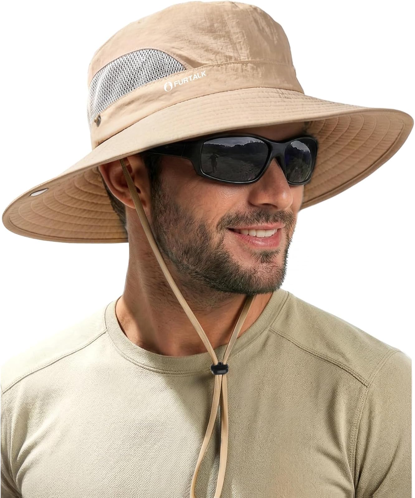 Breathable bucket sun hat in khaki