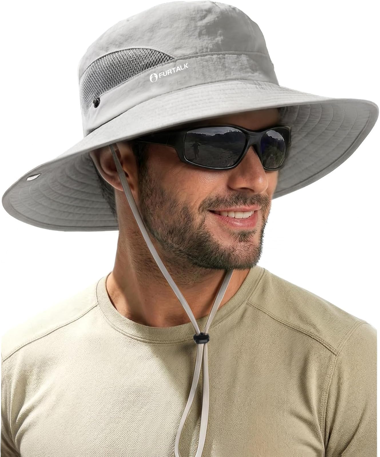 Breathable bucket sun hat in light grey