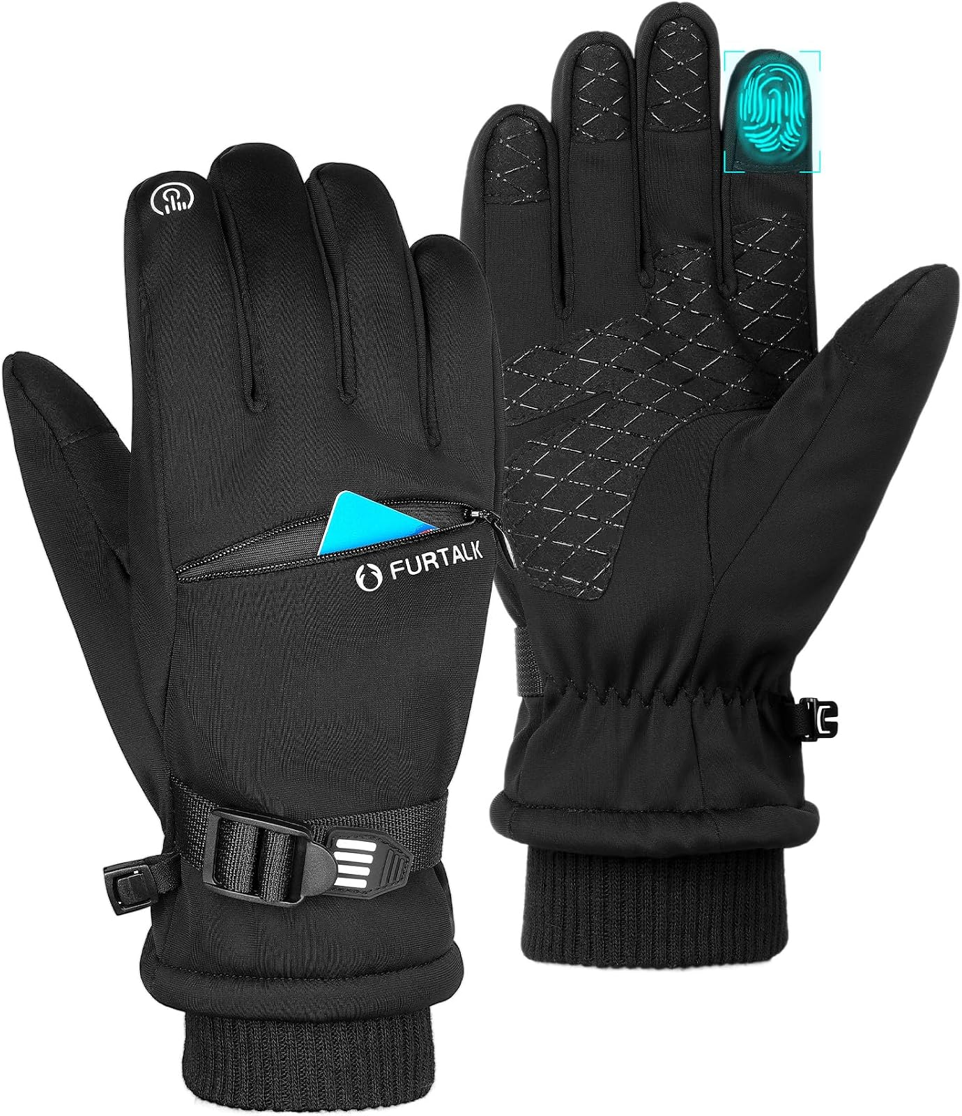 Card pocket winter gloves