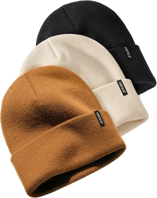 Cuffed Chunky skull cap, three pack