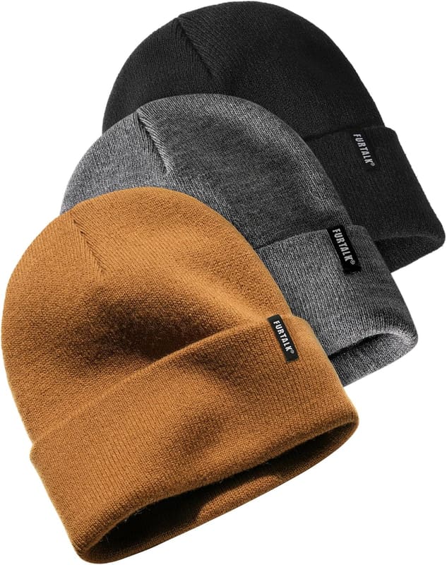 Cuffed Chunky skull cap, three pack