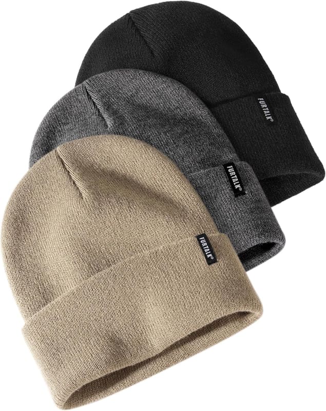 Cuffed Chunky skull cap, three pack