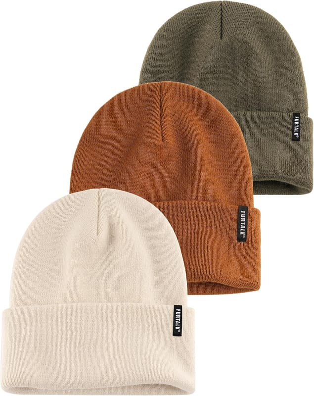 Cuffed Chunky skull cap, three pack