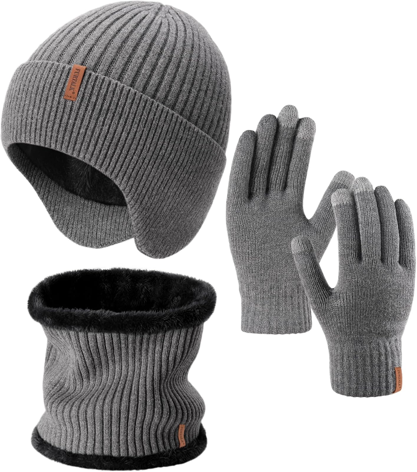 Earflap hat and gloves set