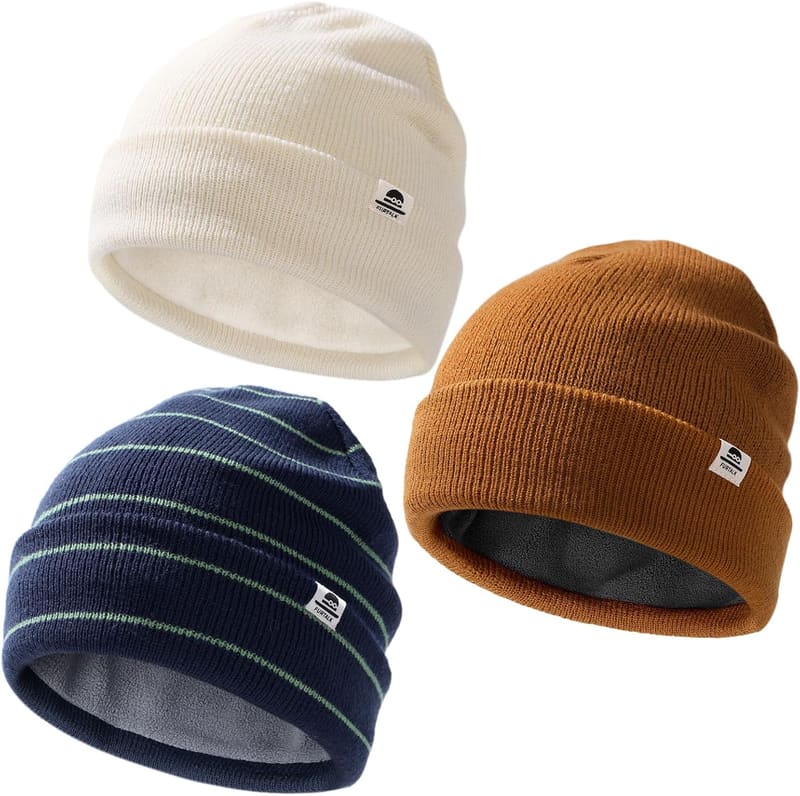 Fleece lined baby beanie set