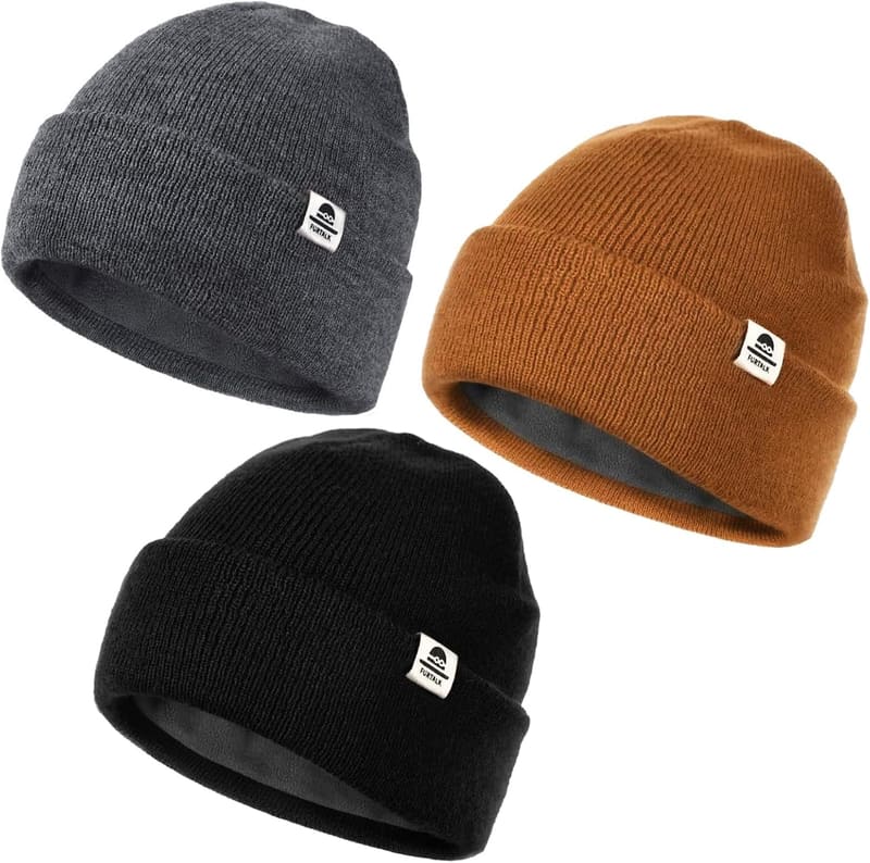 Fleece lined baby beanie set