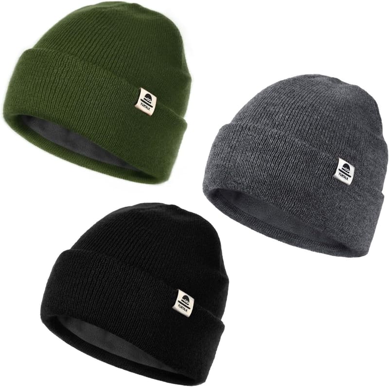 Fleece lined baby beanie set