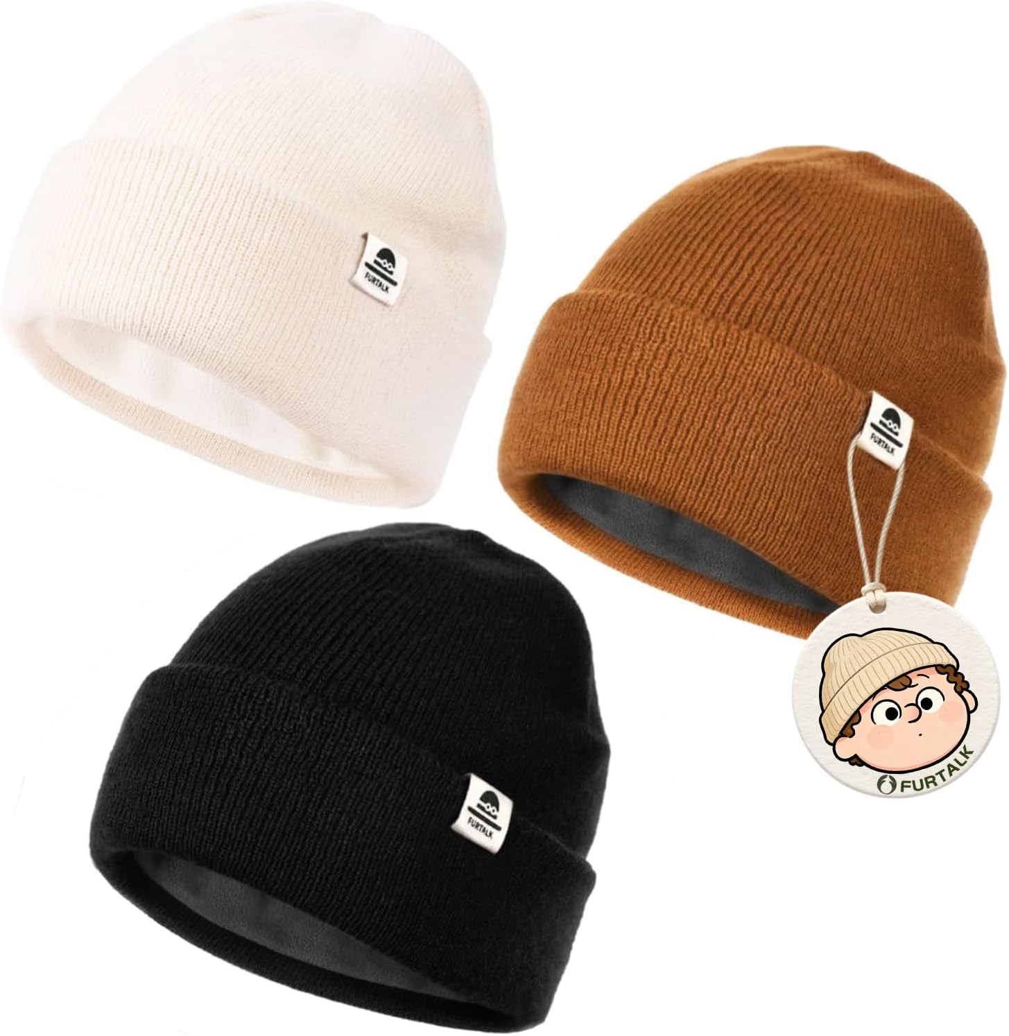 Fleece lined baby beanie set