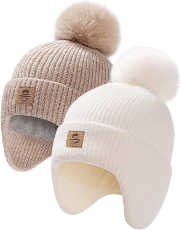 Fleece lined earflap baby beanie