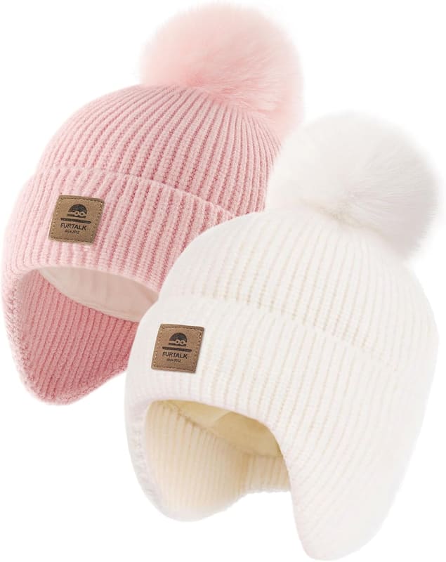 Fleece lined earflap baby beanie