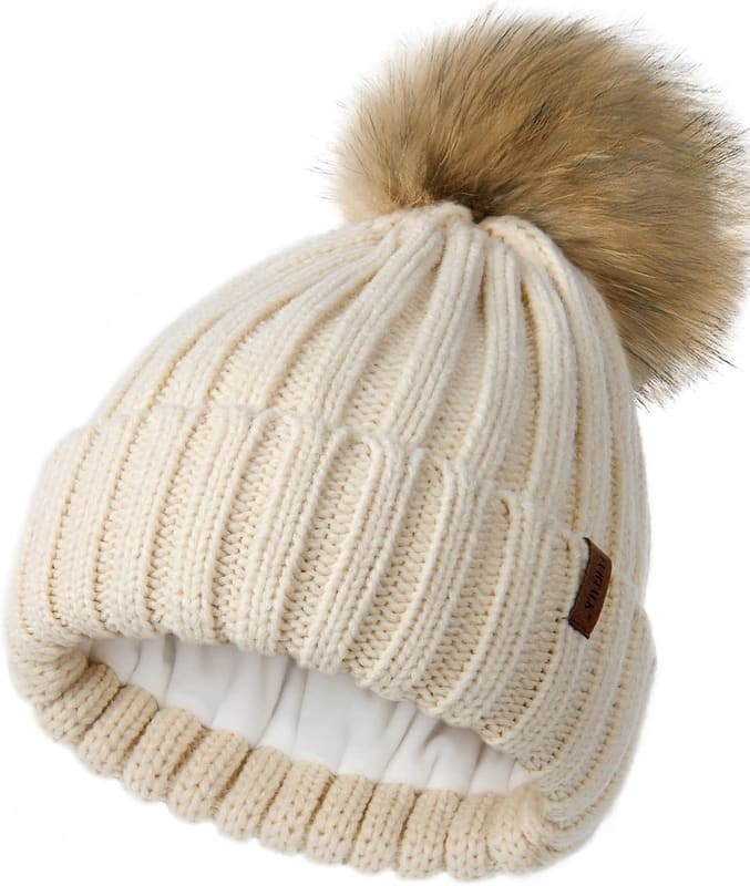 Fleece lined Pom pom beanie