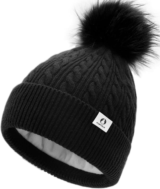 Fleece lined pom pom cap