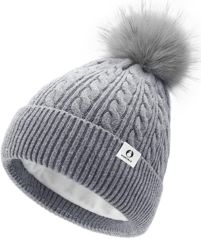 Fleece lined pom pom cap