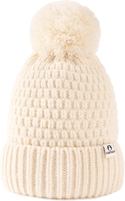 Fleece lined Pom pom skull cap