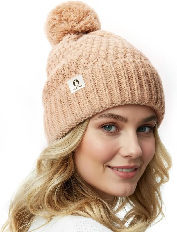 Fleece lined Pom pom skull cap