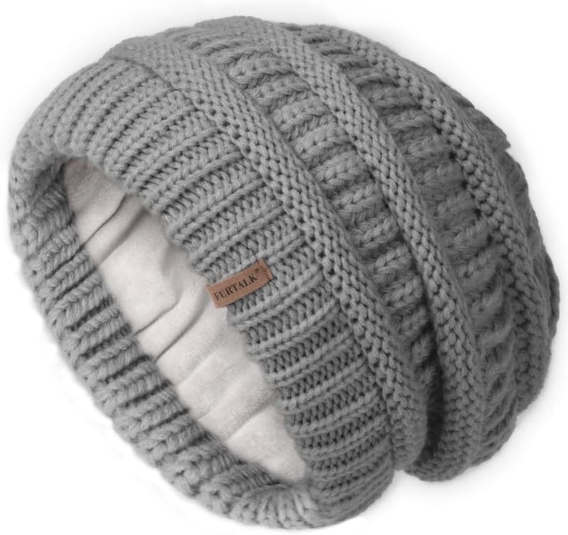 Fleece lined slouchy beanie