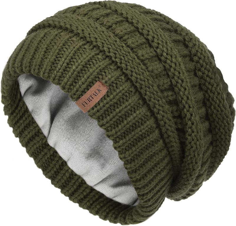 Fleece lined slouchy beanie