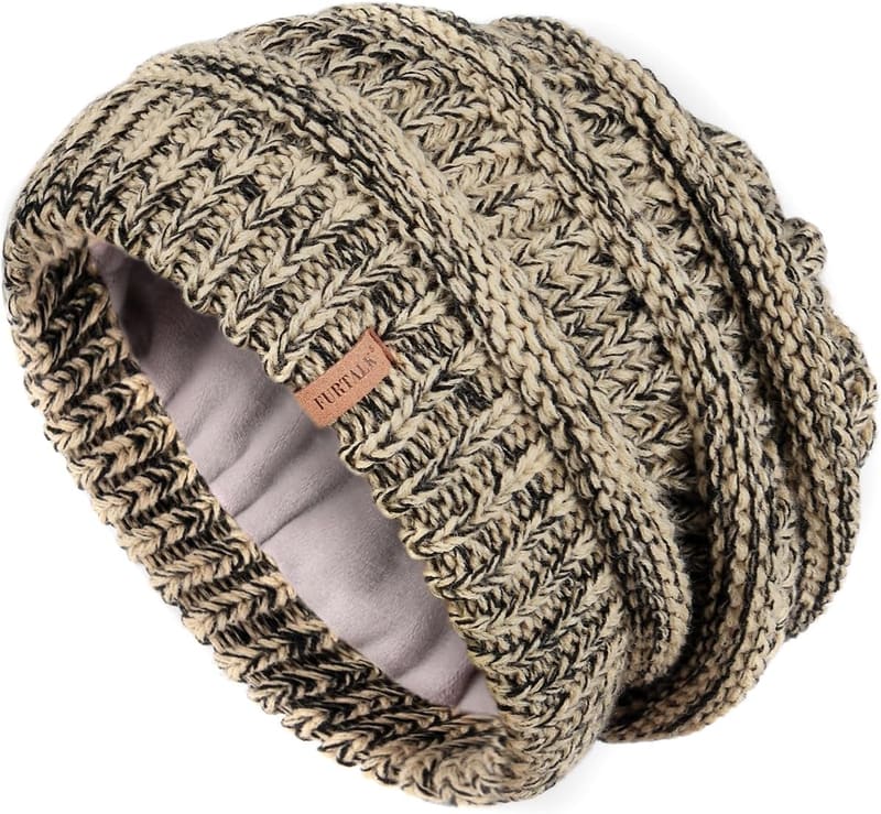 Fleece lined slouchy beanie
