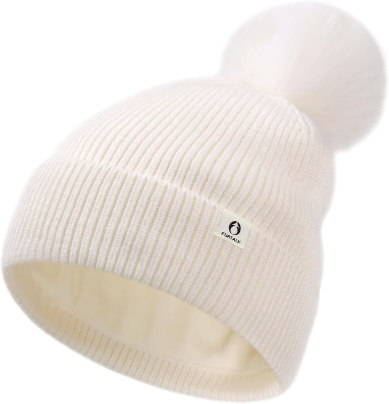 Fleece lined slouchy pom pom beanie