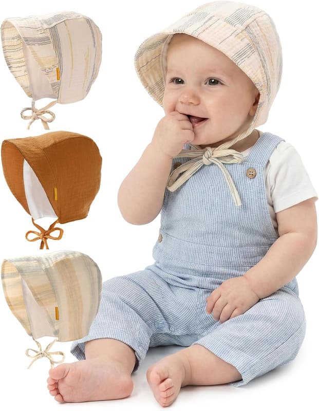 Muslin baby bonnet