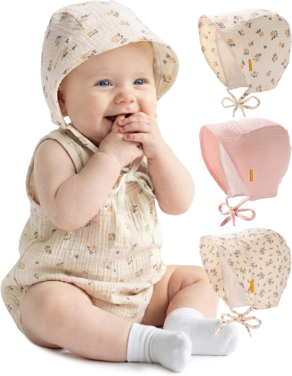 Muslin baby bonnet