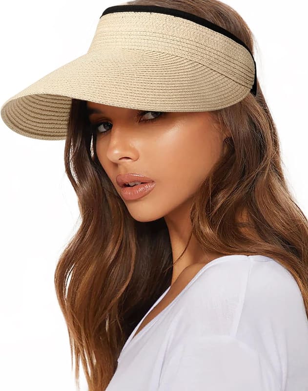Packable straw sun visor