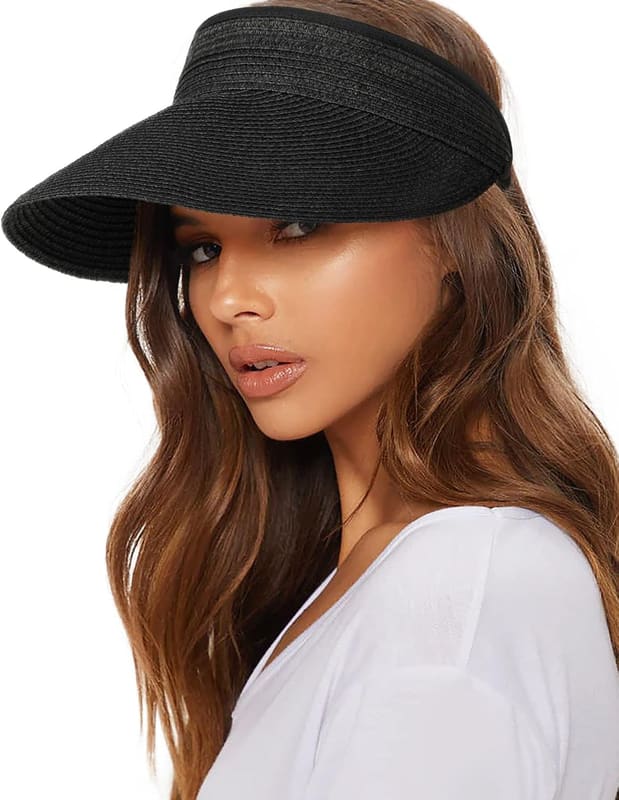 Packable straw sun visor