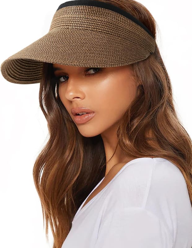 Packable straw sun visor