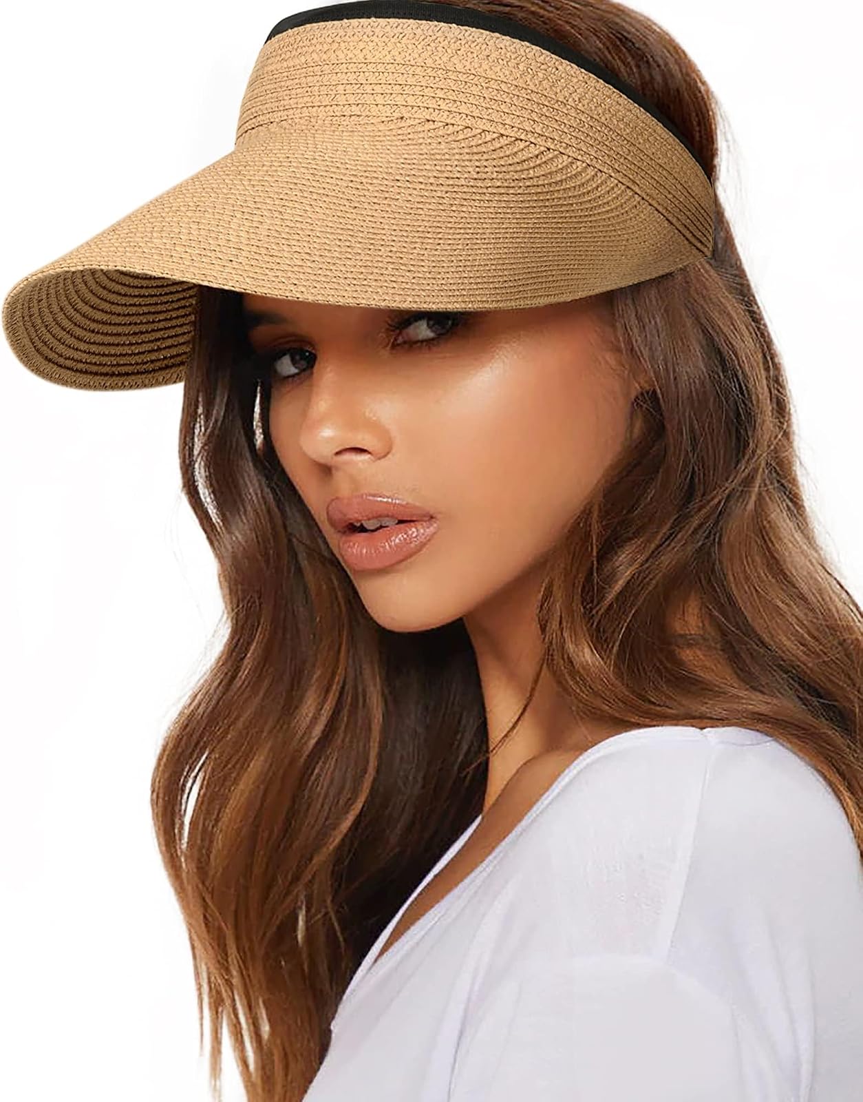 Packable straw sun visor
