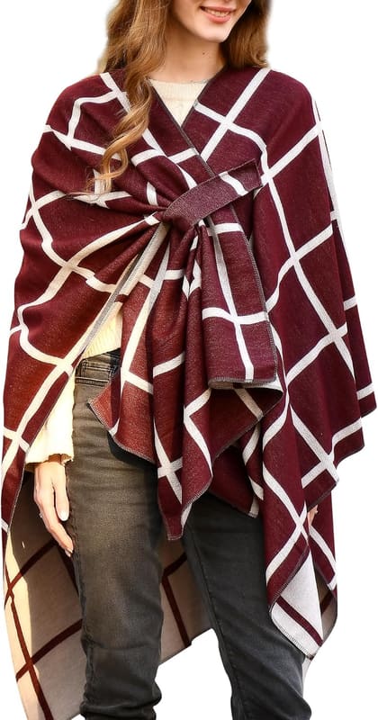 Plaid shawl wrap