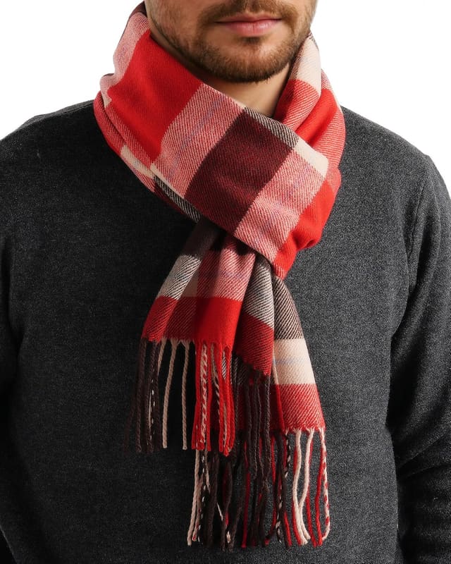 Plaid tassel knit scarf