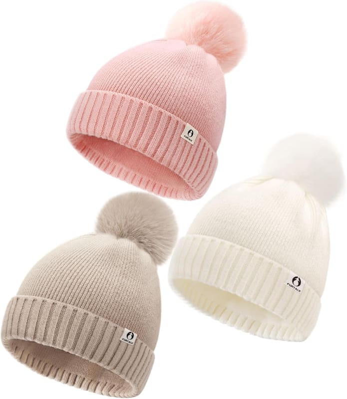Pom pom newborn beanie