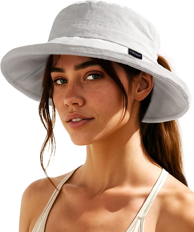 Ponytail Wide brim bucket hat