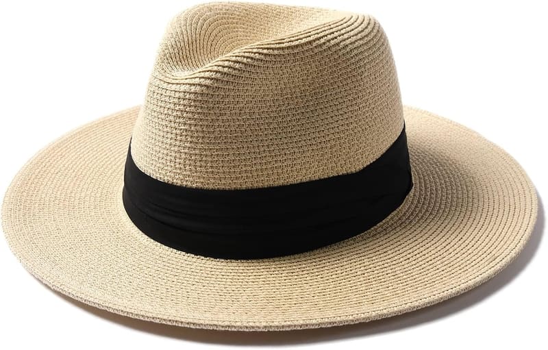 Ribbon band straw fedora