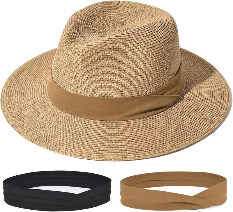 Ribbon band straw fedora