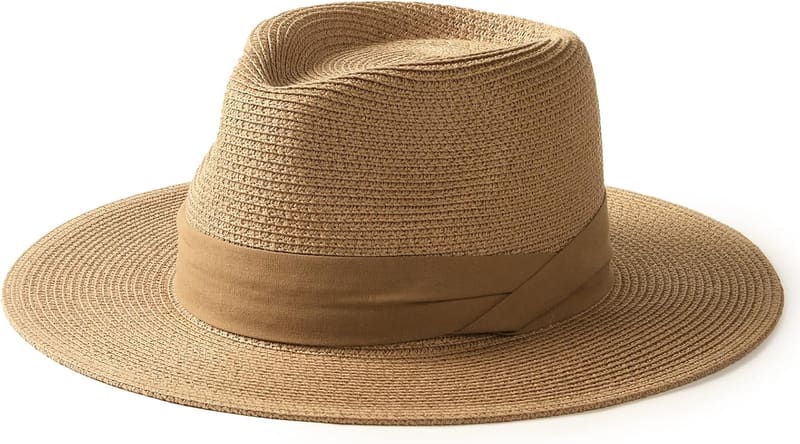 Ribbon band straw fedora