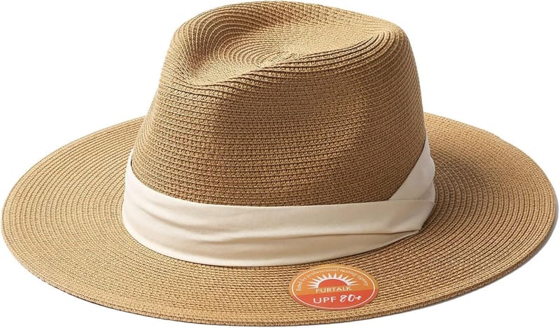 Ribbon band straw fedora