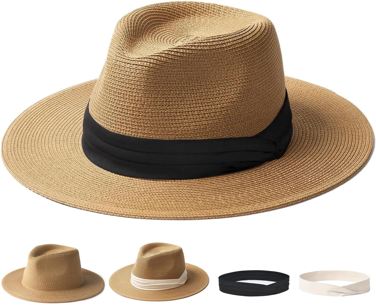 Ribbon band straw fedora