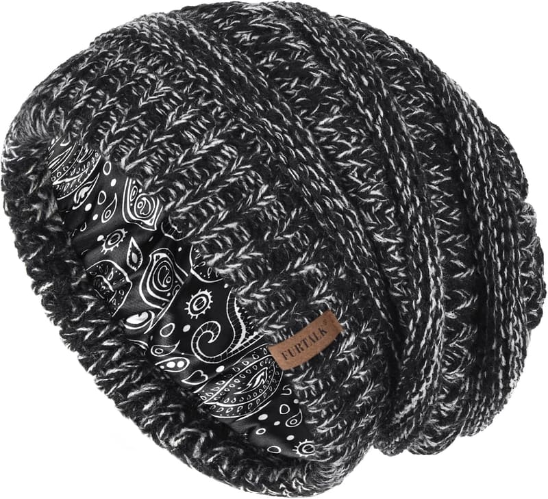 Satin lined cable beanie