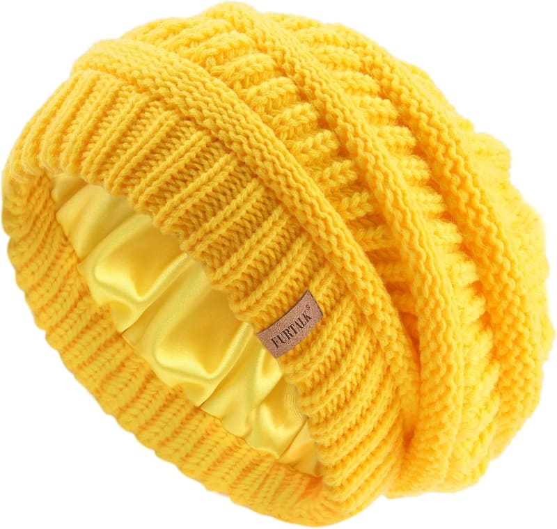 Satin lined cable beanie