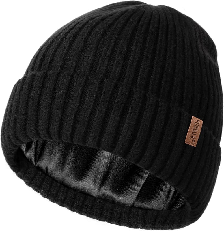 Satin lined Ribbed beanie
