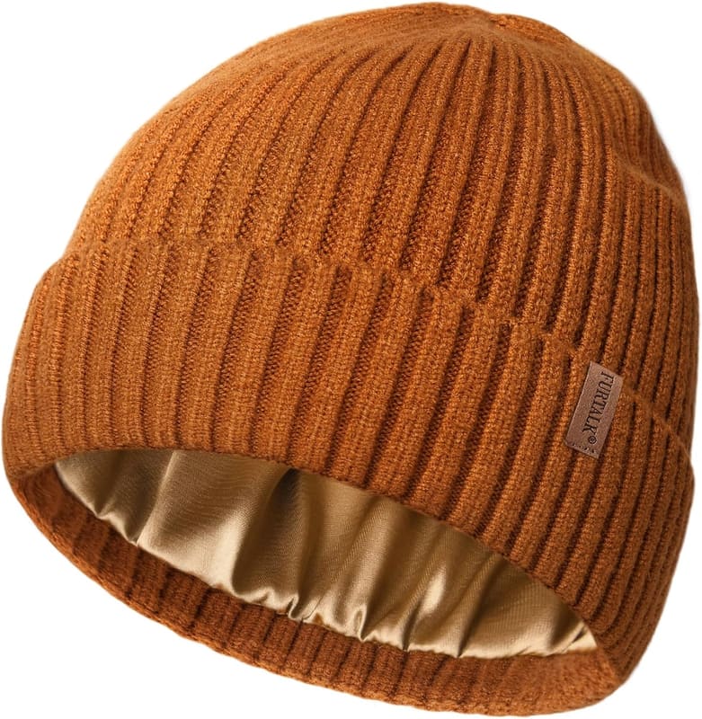Satin lined Ribbed beanie